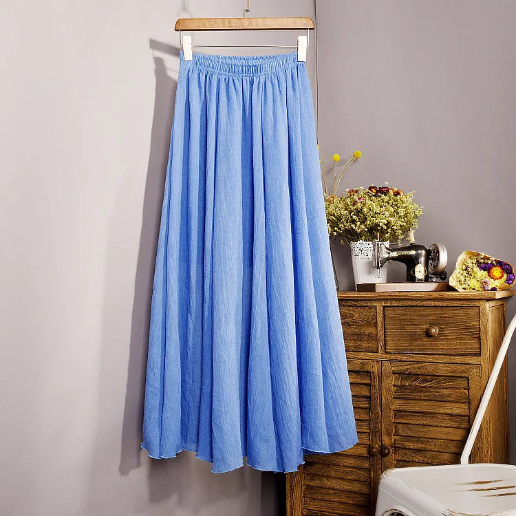 Women's Elegant 16 Color High Waist Elastic Waist Linen