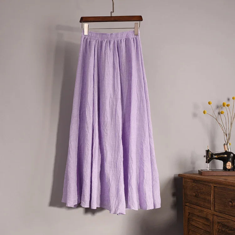 Women's Elegant 16 Color High Waist Elastic Waist Linen