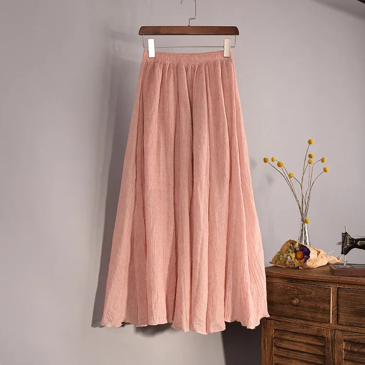 Women's Elegant 16 Color High Waist Elastic Waist Linen