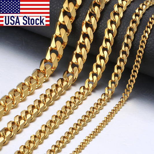 Hiphop Stainless Steel Necklace Curb Cuban Link Chain For Men Women