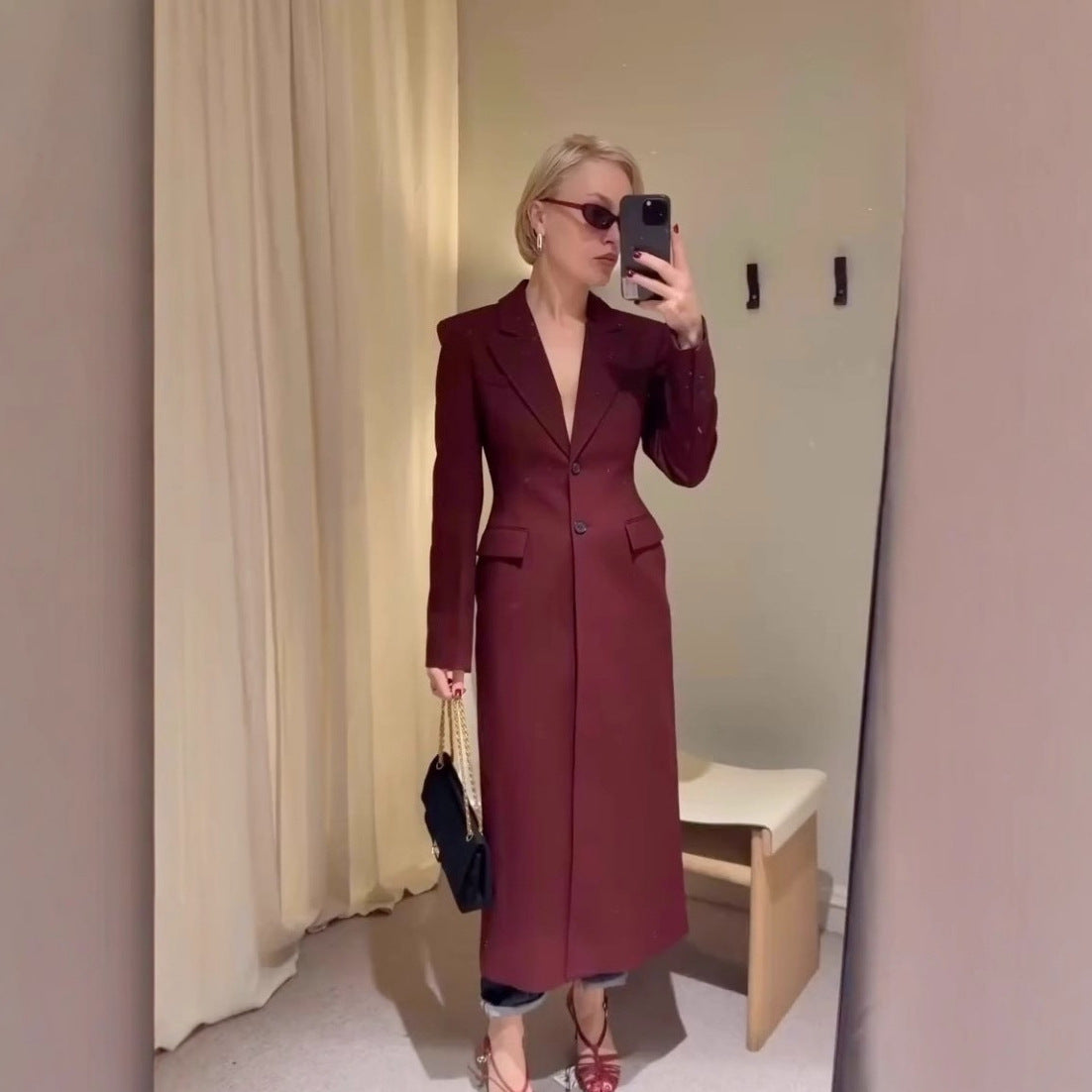 Women's Slim Temperament Long Overcoat Outerwear