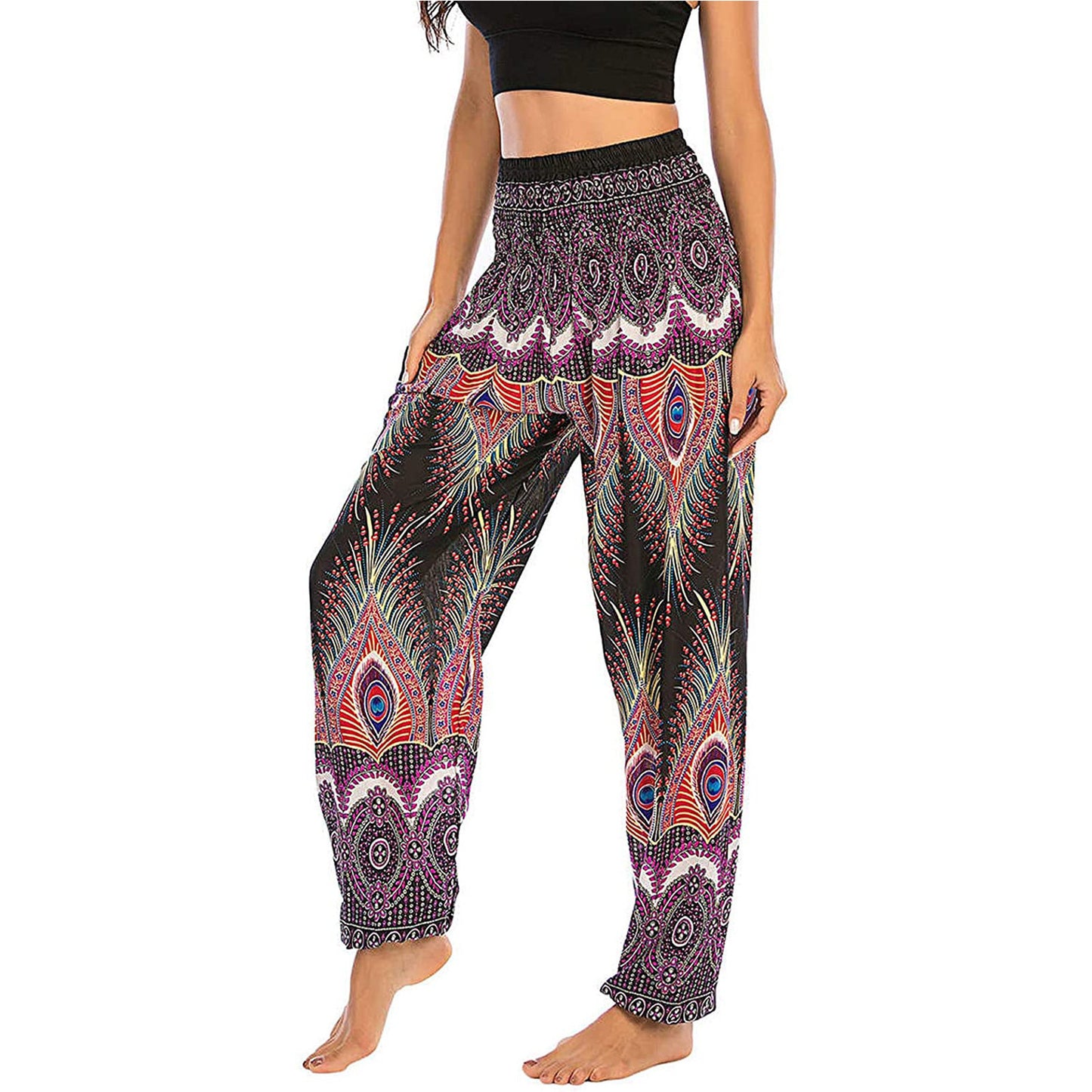 Printed Wide-leg Pants Casual Trousers