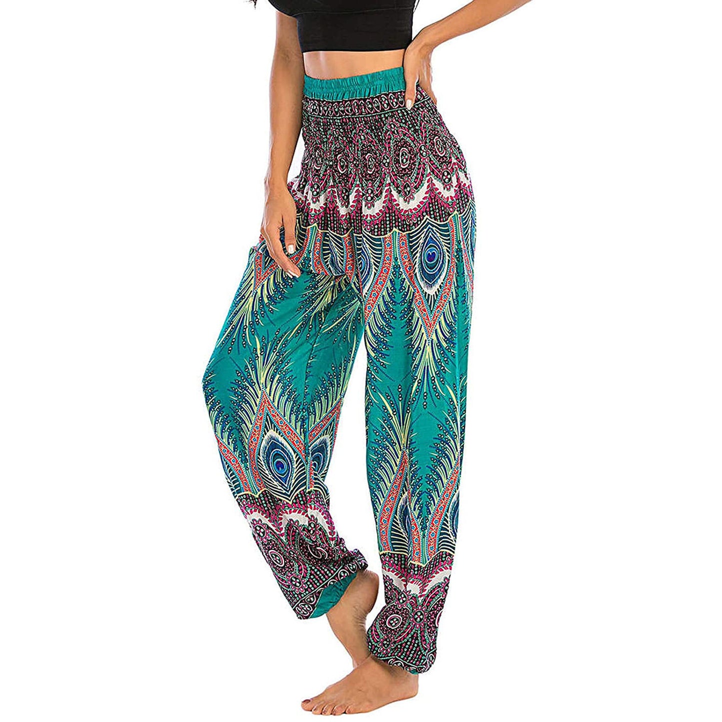 Printed Wide-leg Pants Casual Trousers