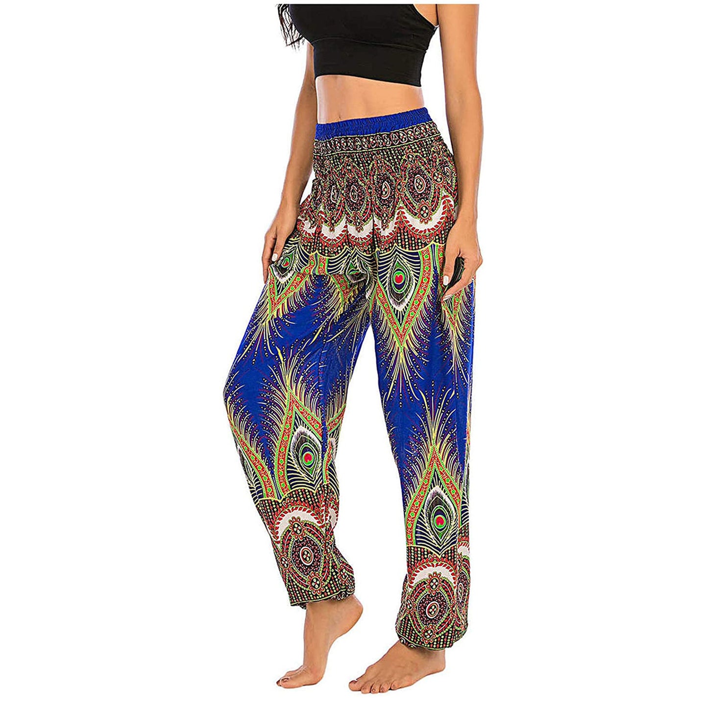 Printed Wide-leg Pants Casual Trousers