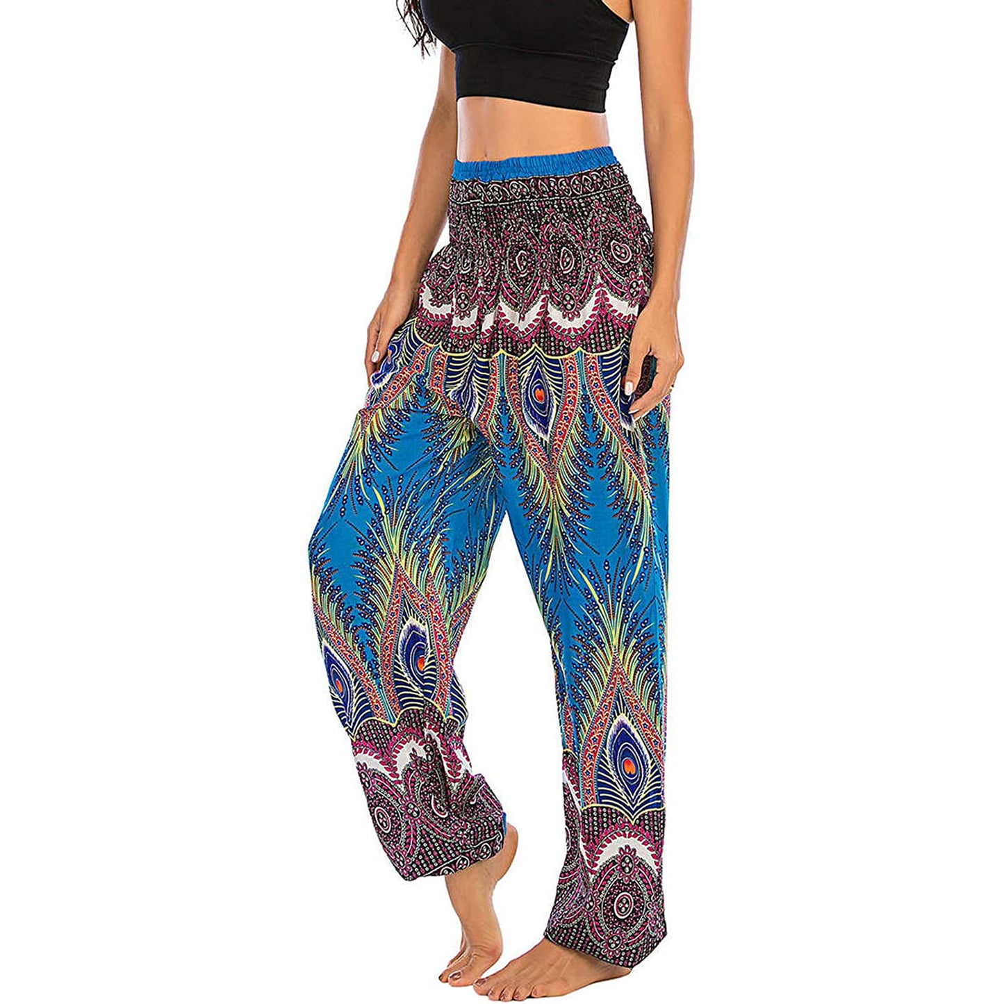 Printed Wide-leg Pants Casual Trousers