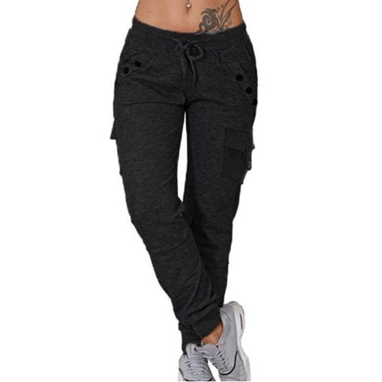 Loose Sports Style Casual Drawstring Skinny Pants