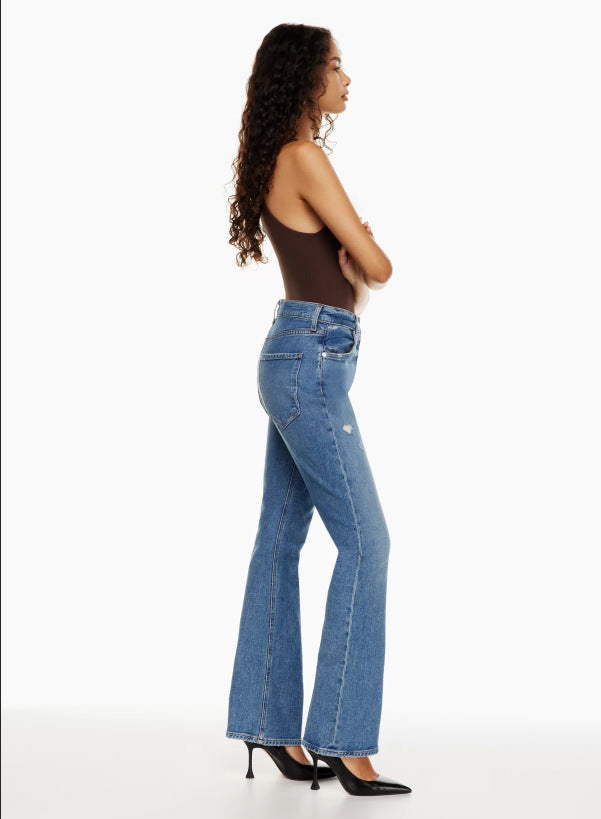 Women's New Fashion Jeans High Waist Ripped Slimming Straight-leg Pants