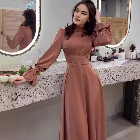 Long Sleeve Elegant Women's Clothing Waist-tight Dress