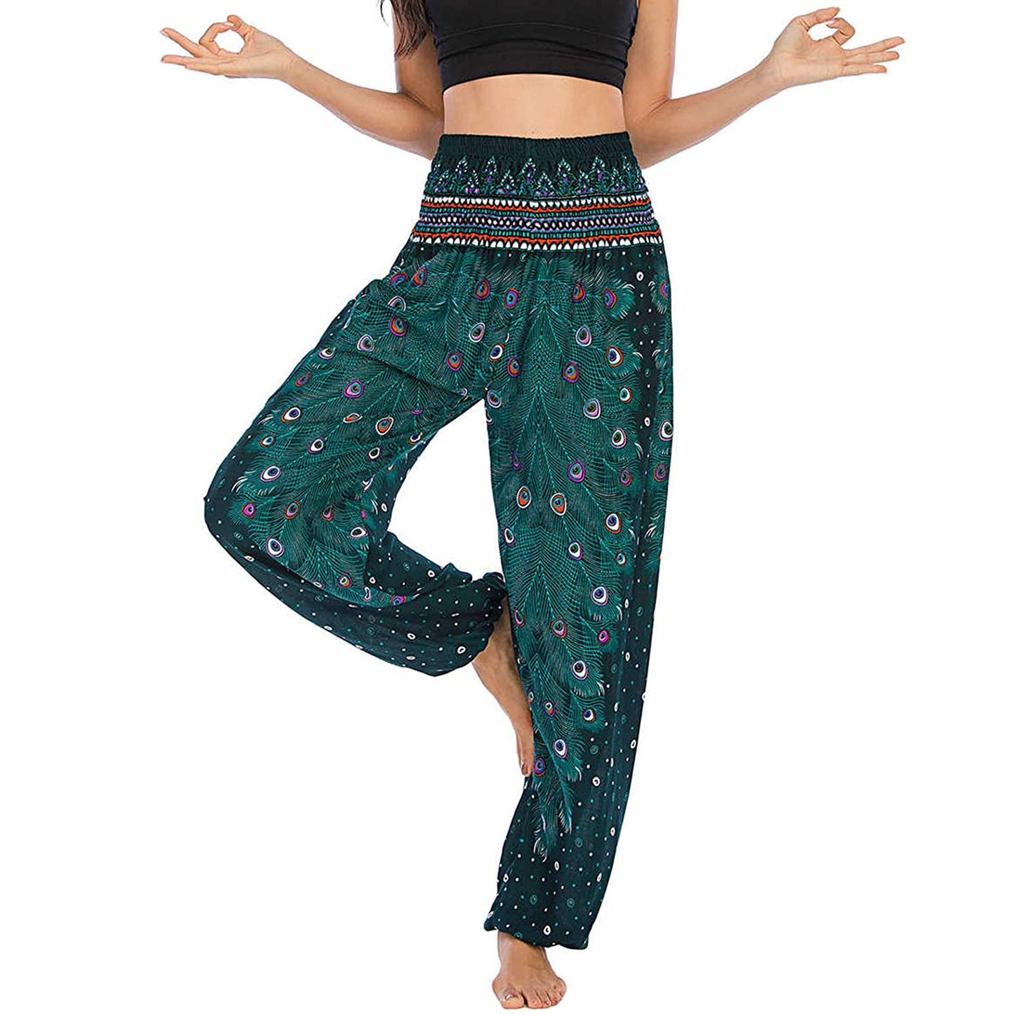 Printed Wide-leg Pants Casual Trousers