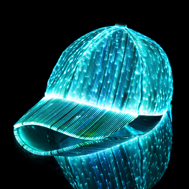 Luminous Baseball Cap Korean New Breathable LED Light Fiber Fluorescent Cap Outdoor Sun-poof Peaked Cap Cross-border