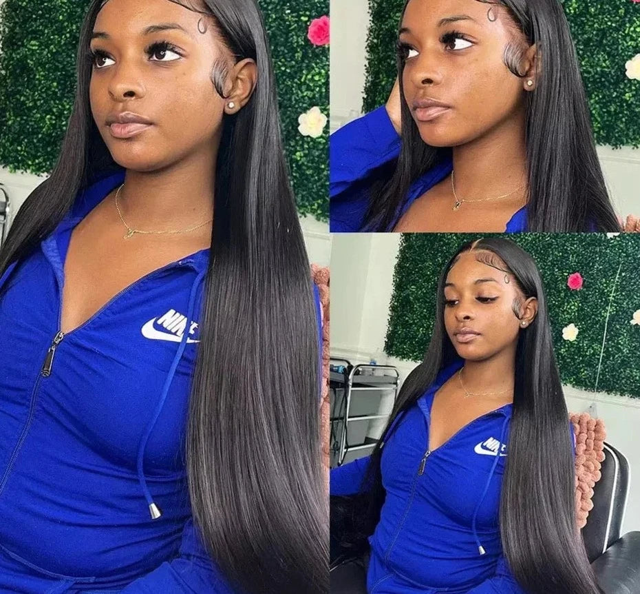 Straight Human Hair Wigs  Glueless Lace Closure Wig