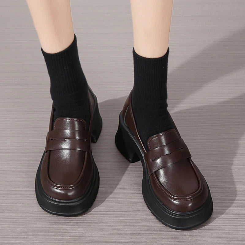 Leather Platform Loafers Woman 2023