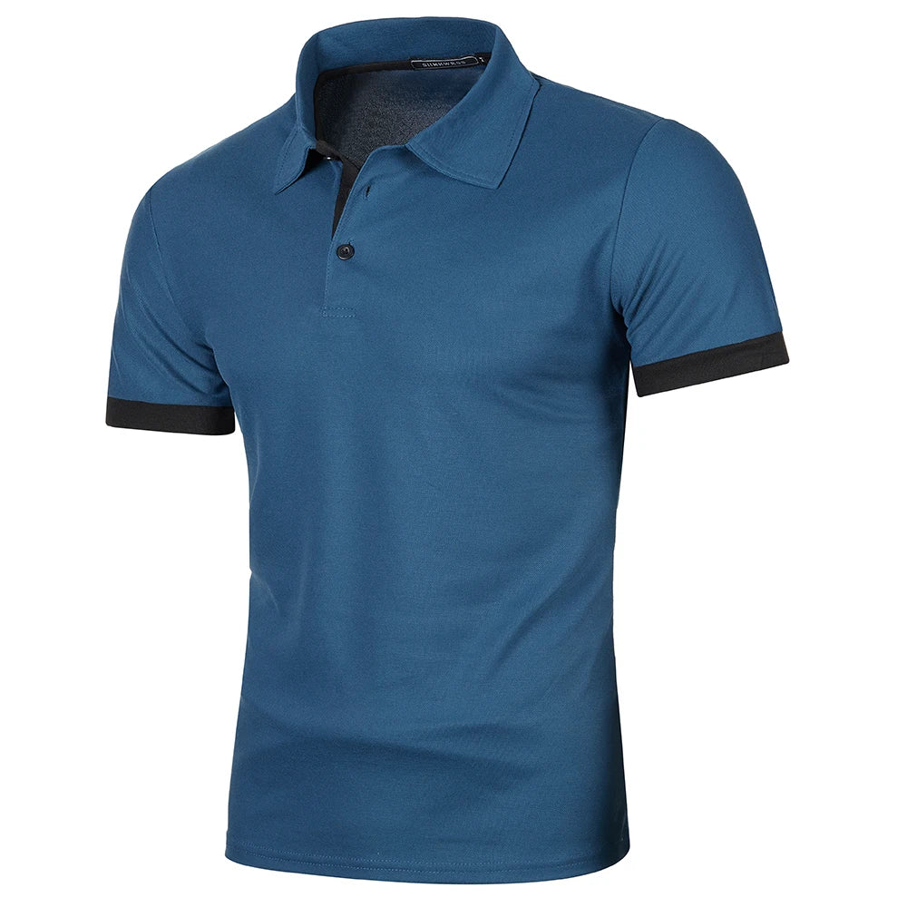 Summer Men Polo Men Shirt Short Sleeve Polo Shirt Contrast Color Polo