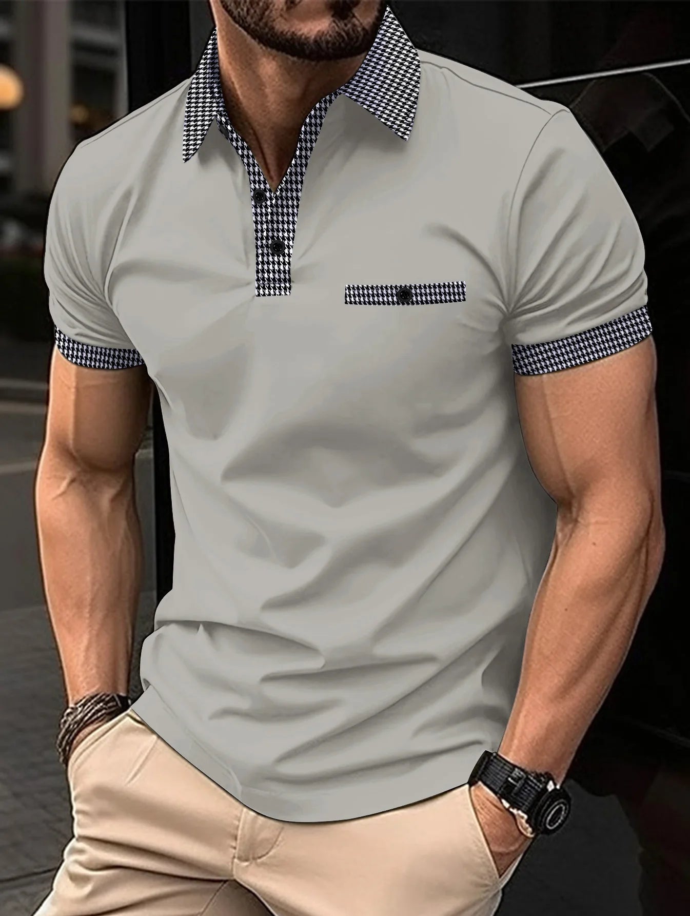 Summer New Men's Casual Short-Sleeved Polo Shirt Office Fashion