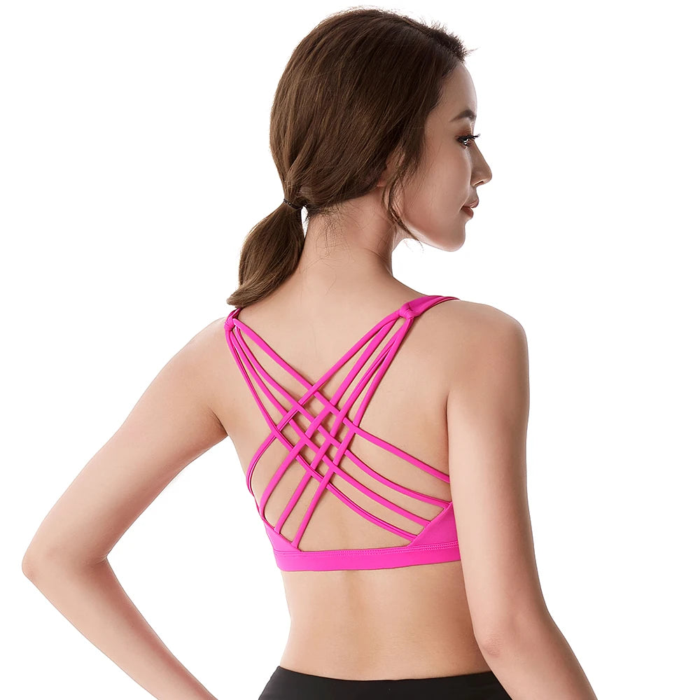 Fitness Sports Bra for Women Push Up Wirefree Padded Crisscross