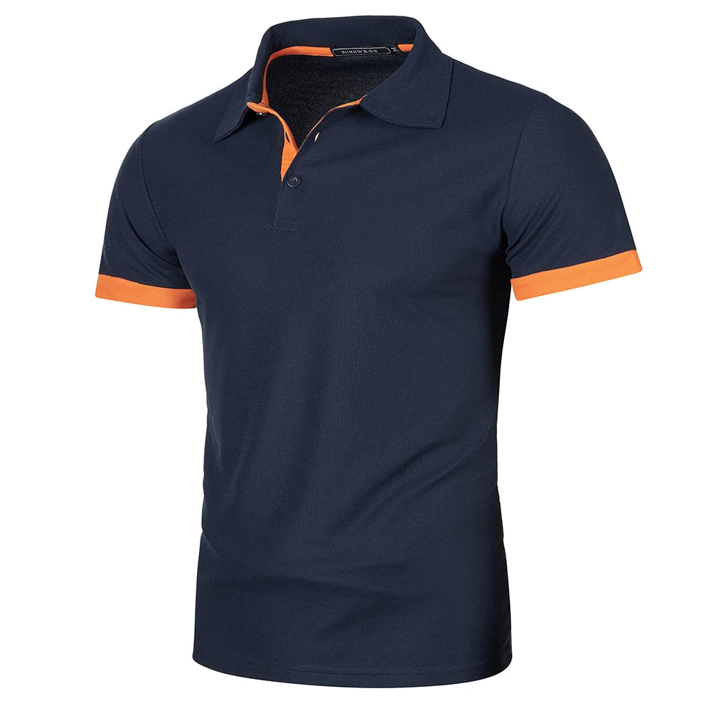 Summer Men Polo Men Shirt Short Sleeve Polo Shirt Contrast Color Polo