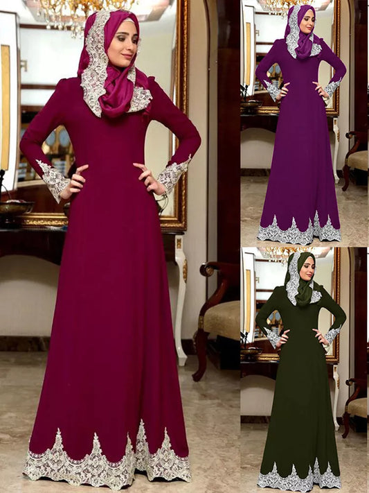 Dress Women Slim Fit Long Sleeve Maxi Hijab Dresses