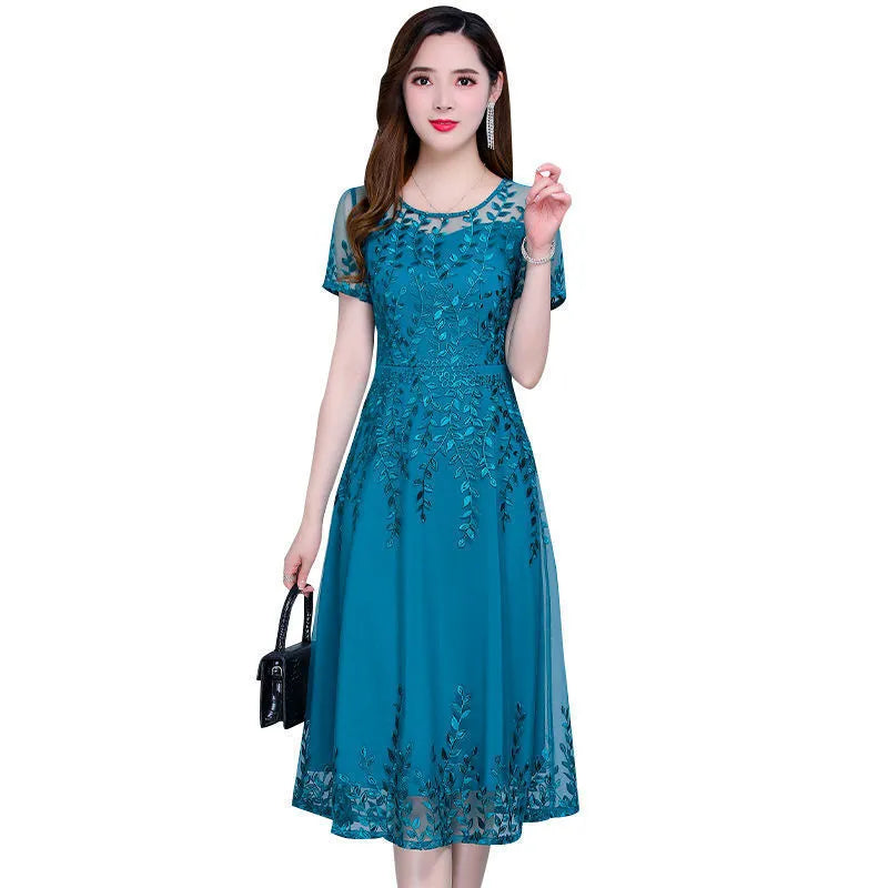 Round Neck Solid Color Temperament Dresses