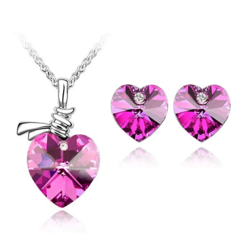 Crystal Heart Pendant fashion Jewelry set Necklace  l