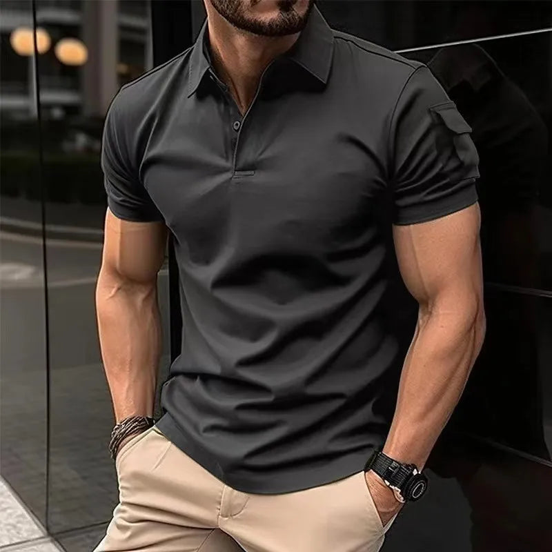 Summer New Men's Casual Short-Sleeved Polo Shirt Office Fashion