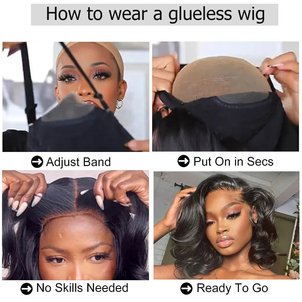 Wear And Go Glueless Bob Wigs For Women Ready To Go Human Hair