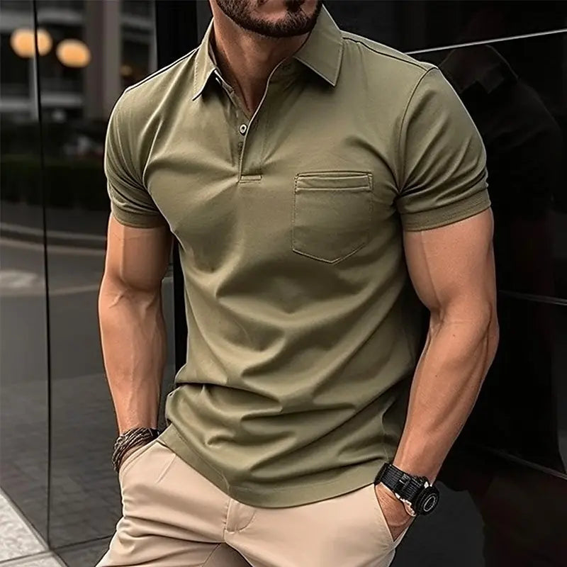 Summer New Men's Casual Short-Sleeved Polo Shirt Office Fashion