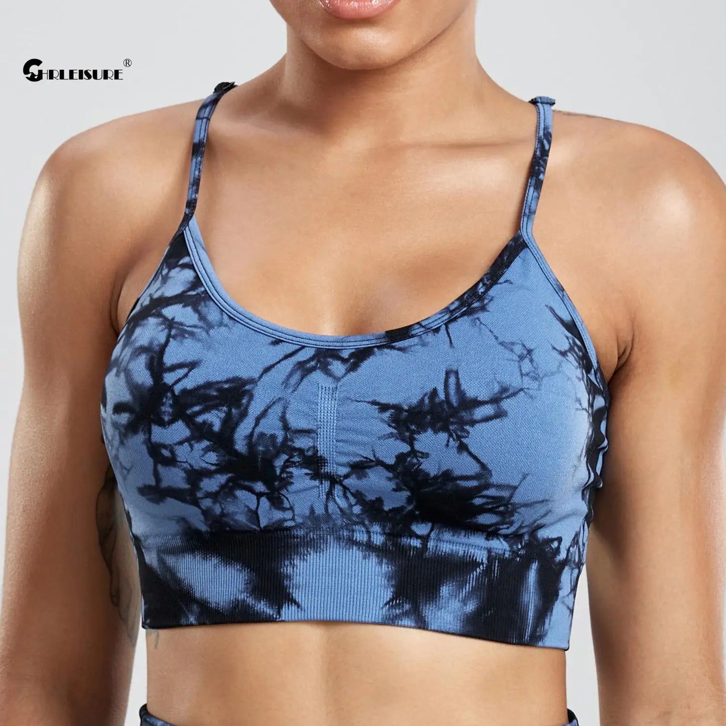 CHRLEISURE Tie Dye Sport Bra Women Fitness Underwear with