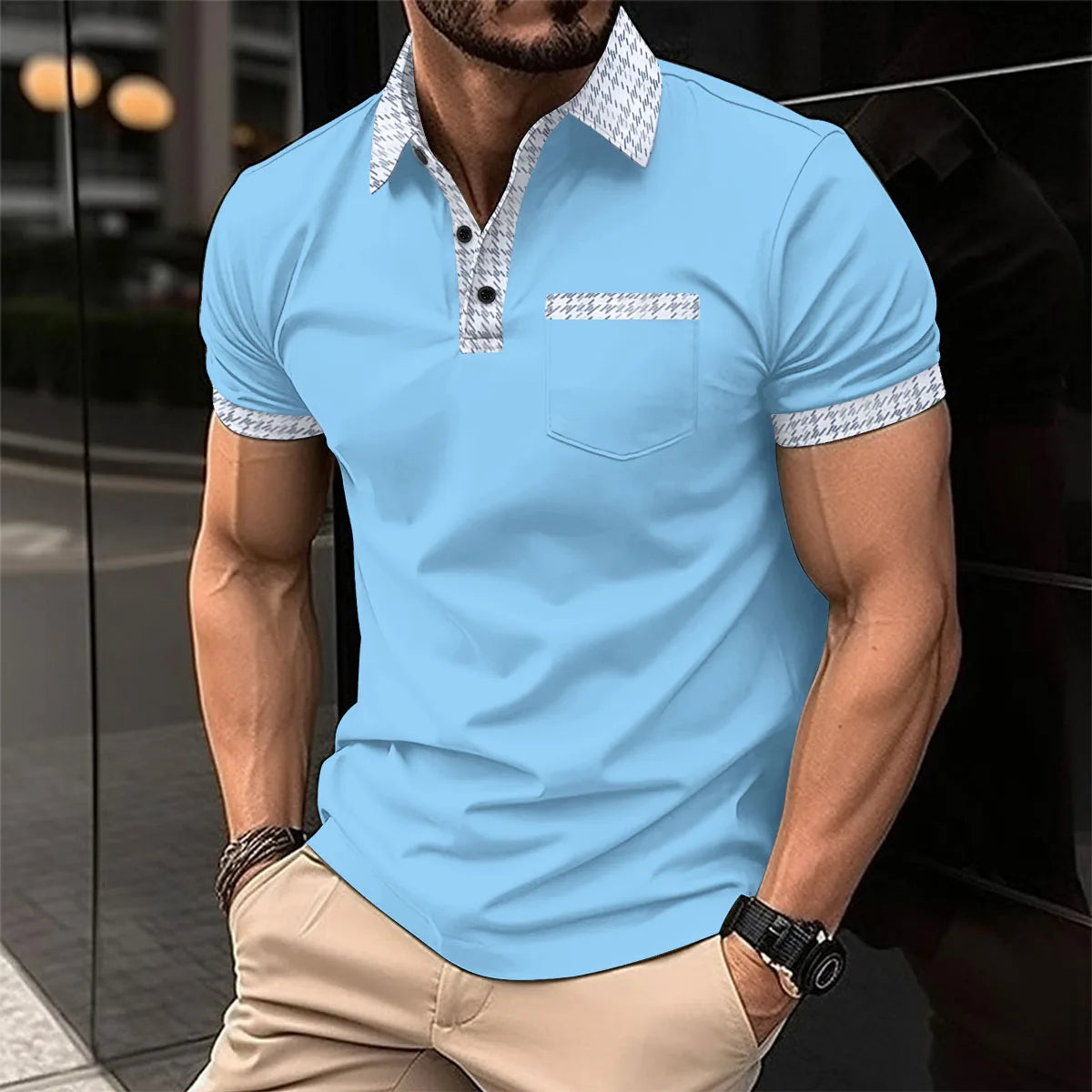 Summer New Men's Casual Short-Sleeved Polo Shirt Office Fashion