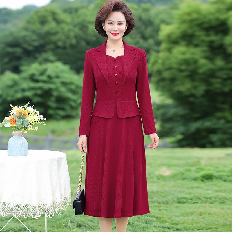 Dress Femme Long Sleeve A-line Party Knee-length