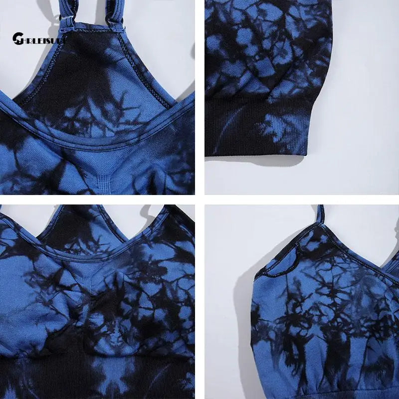 CHRLEISURE Tie Dye Sport Bra Women Fitness Underwear with