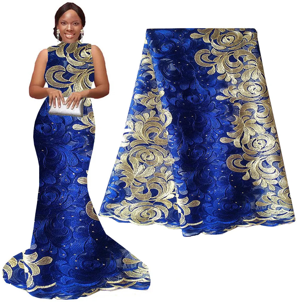 Embroidery Nigerian Lace Fabric High Quality Cord Gold