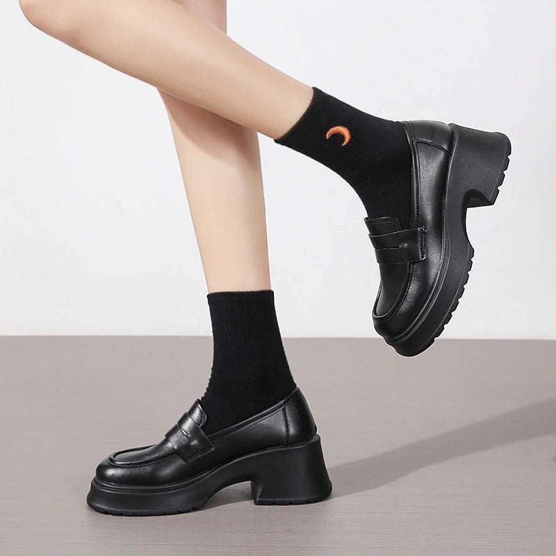 Leather Platform Loafers Woman 2023