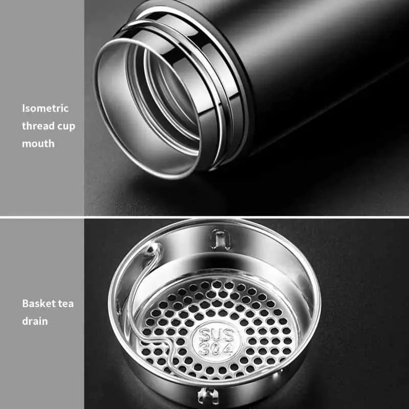 Stainless steel thermos bottle with digital