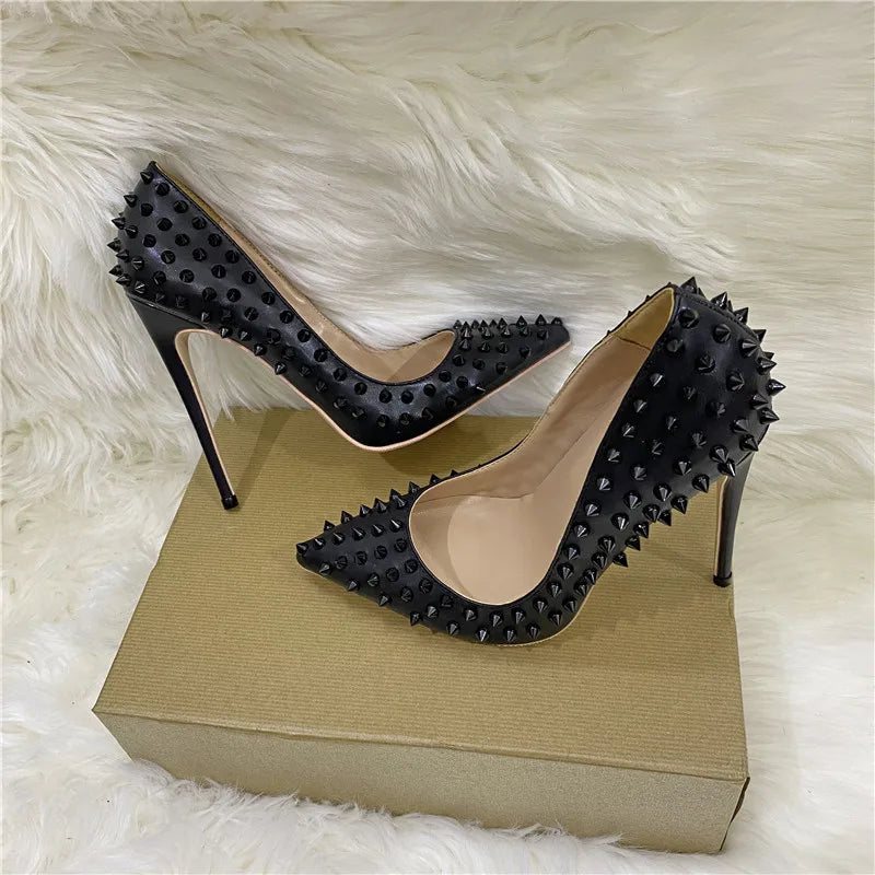 Women Pumps Summer Rivet High Heels Pointed Toe Stiletto