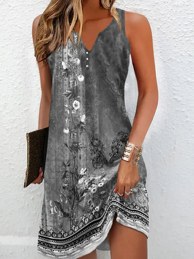 Women's Dresses Summer Fashion Stitching V Neck Loose