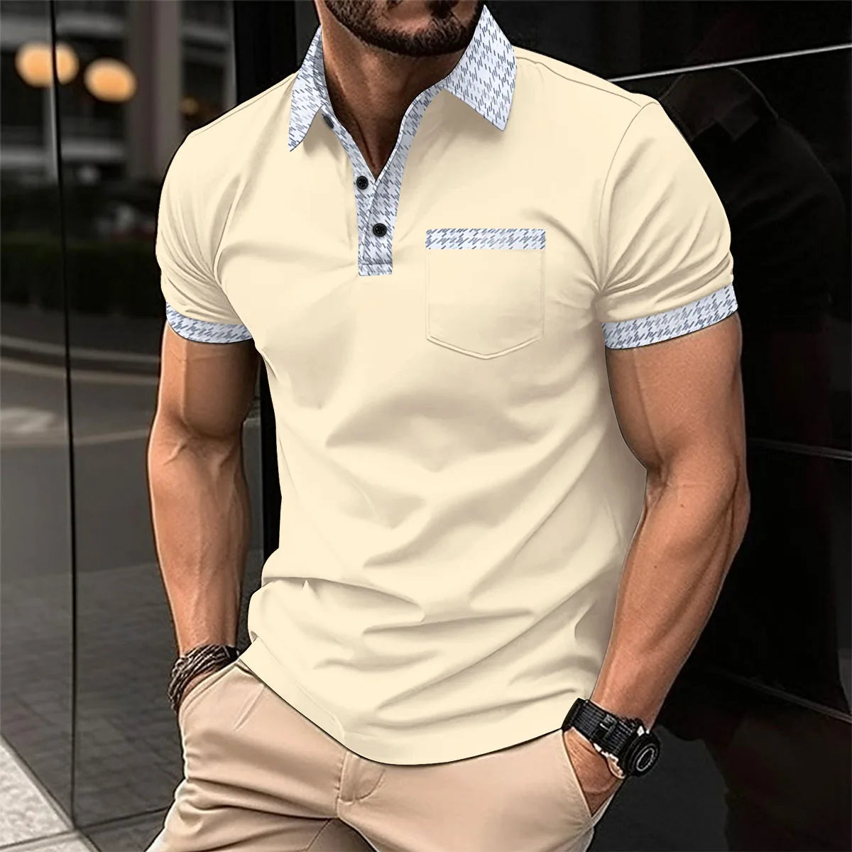 Summer New Men's Casual Short-Sleeved Polo Shirt Office Fashion