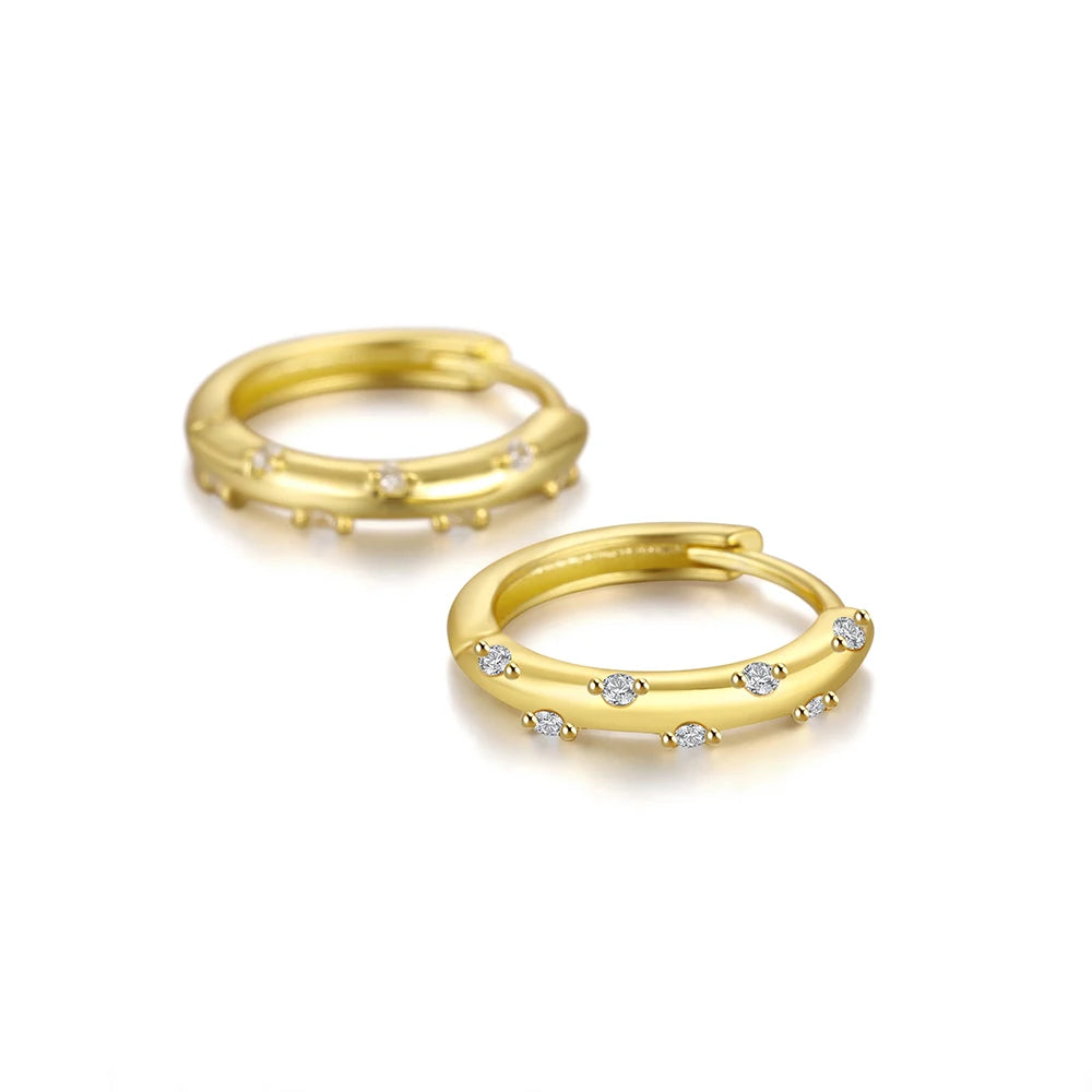 Sterling Silver Glossy Hoop Earrings Gold Color