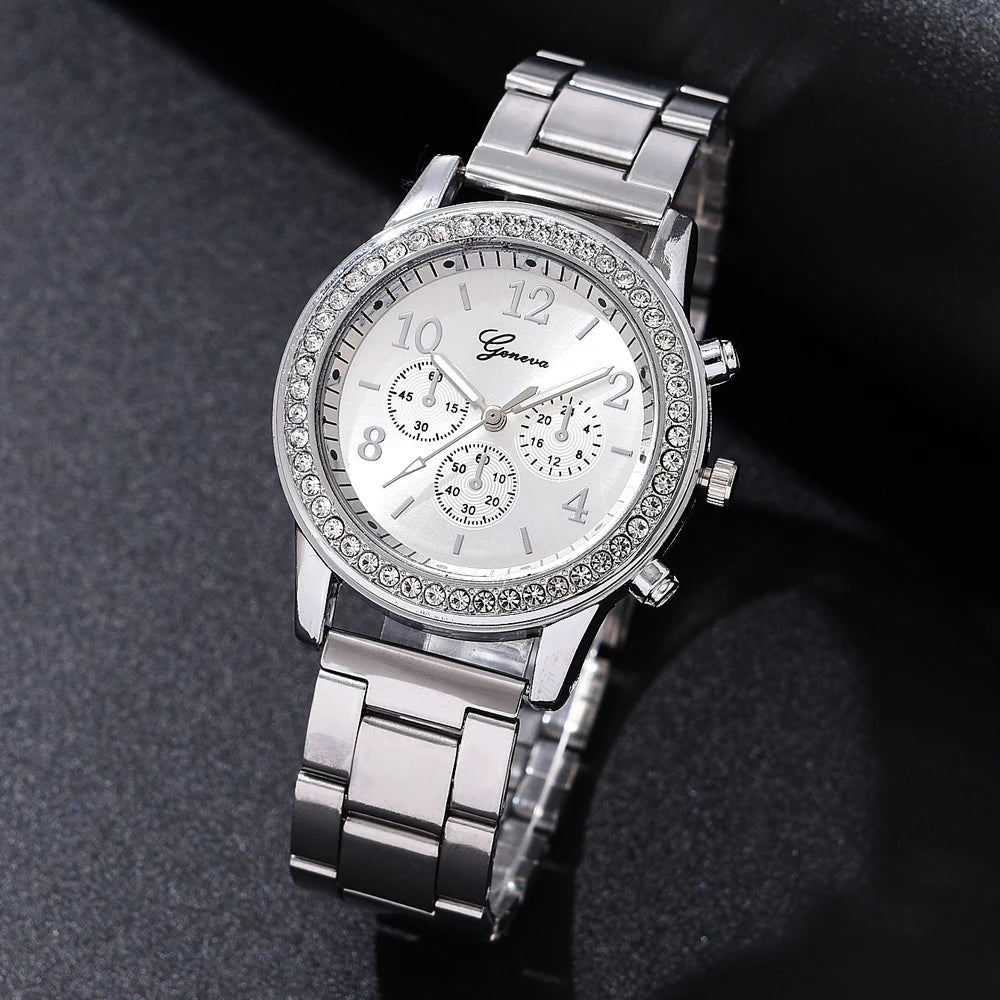 Luxury Watch Women Ring Necklace Earrings