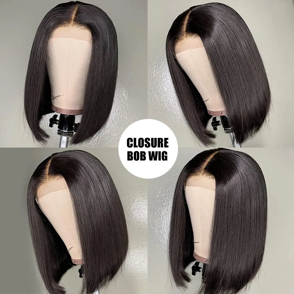 Short Straight Bob Human Hair Wigs for Black Women Human Hair 180 Density Glueless Wigs Human Hair Bob Frontal Wigs Human Hair