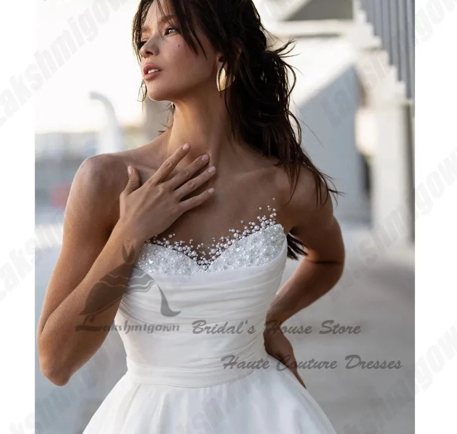 Lakshmi gown New White A Line Bridal Vestidos De Novias Beading