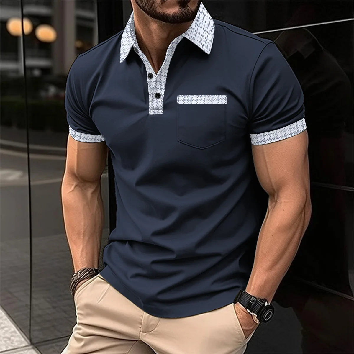 Summer New Men's Casual Short-Sleeved Polo Shirt Office Fashion