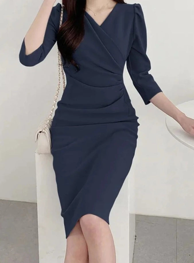 Summer Fashion Womens Dress Sexy Solid Color Knee Length