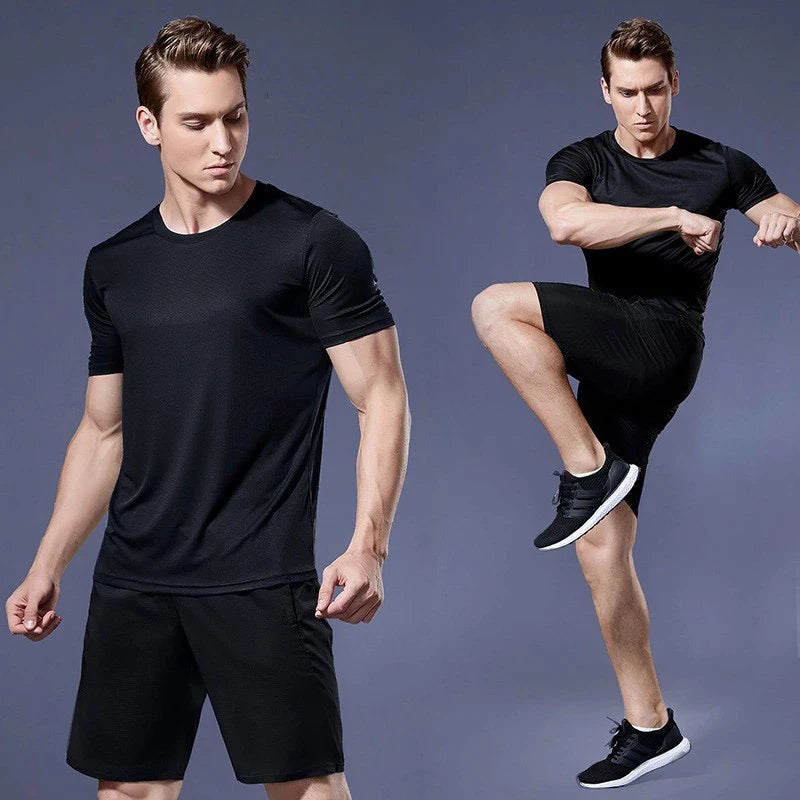 Quick-drying Men Running Shirts Fitness Compression Gym Polyester Sports