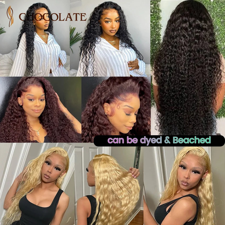 Water Wave 13x6 HD Lace Frontal Wig Deep Curly Human Hair Wigs For Black Women Brazilian 4x4 Deep Wave Lace Closure Wig