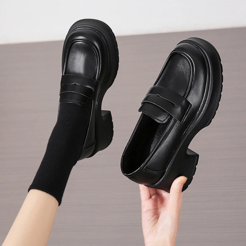 Leather Platform Loafers Woman 2023