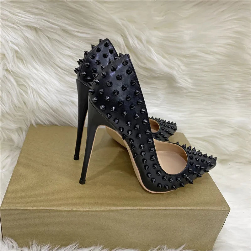 Women Pumps Summer Rivet High Heels Pointed Toe Stiletto