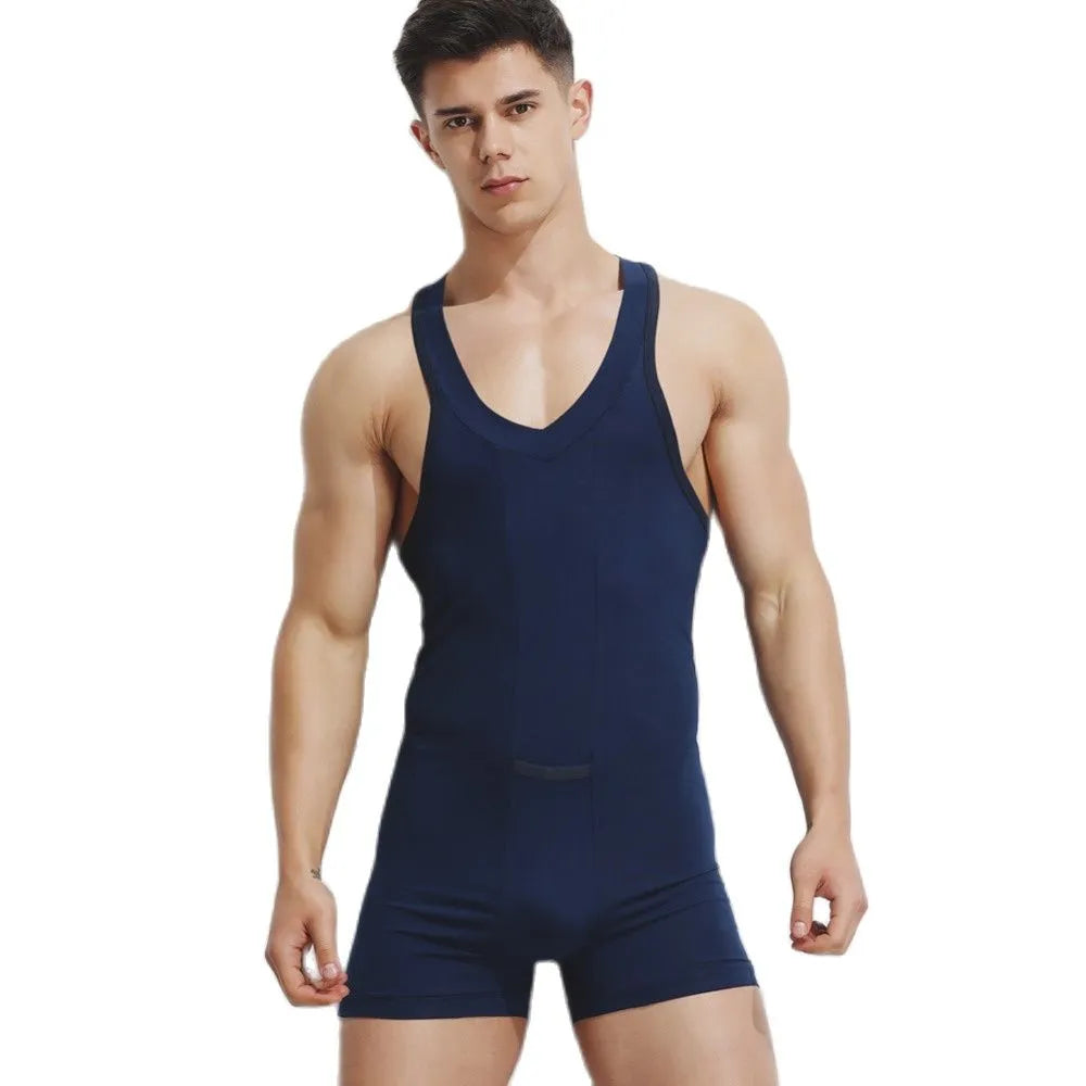 Sexy Leotard Undershirt Men Sport GYM Hot bodysuit body stocking sexy jumpsuit wresting Undershirts shaper men club jumpsuit