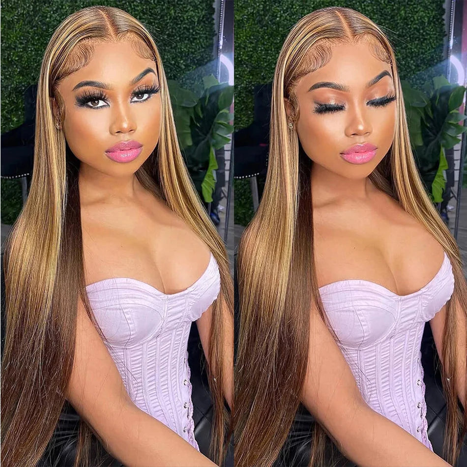 Highlight Blonde Colored 13x4 HD Lace Front Human Hair Wigs For Women Tuneful Malaysian Straight HD Transparent Lace Frontal Wig