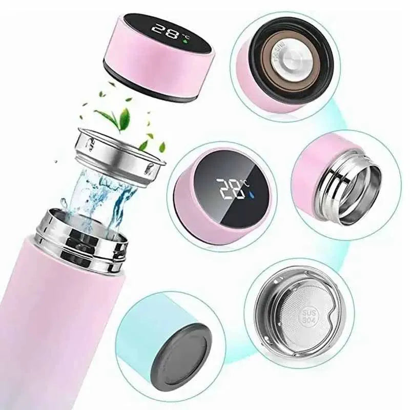 Stainless steel thermos bottle with digital