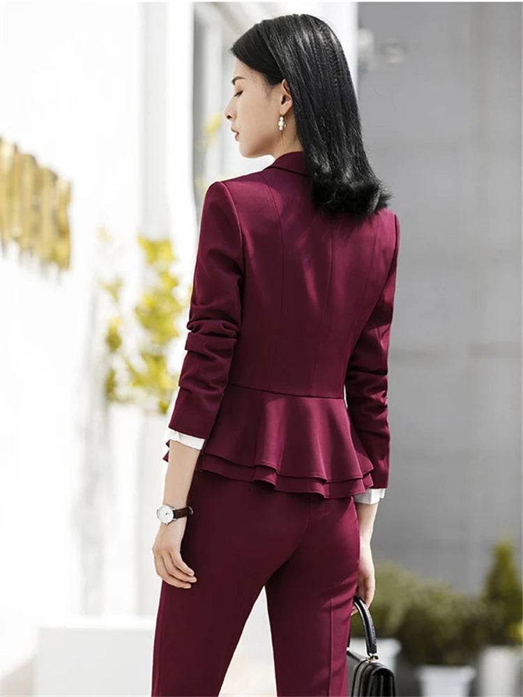 Women Skirt Suits Two Piece Set Office Ladies Blazer Pants